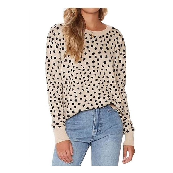 NWOT CHEETAH PRINT SWEATER SIZE LARGE - Picture 1 of 12
